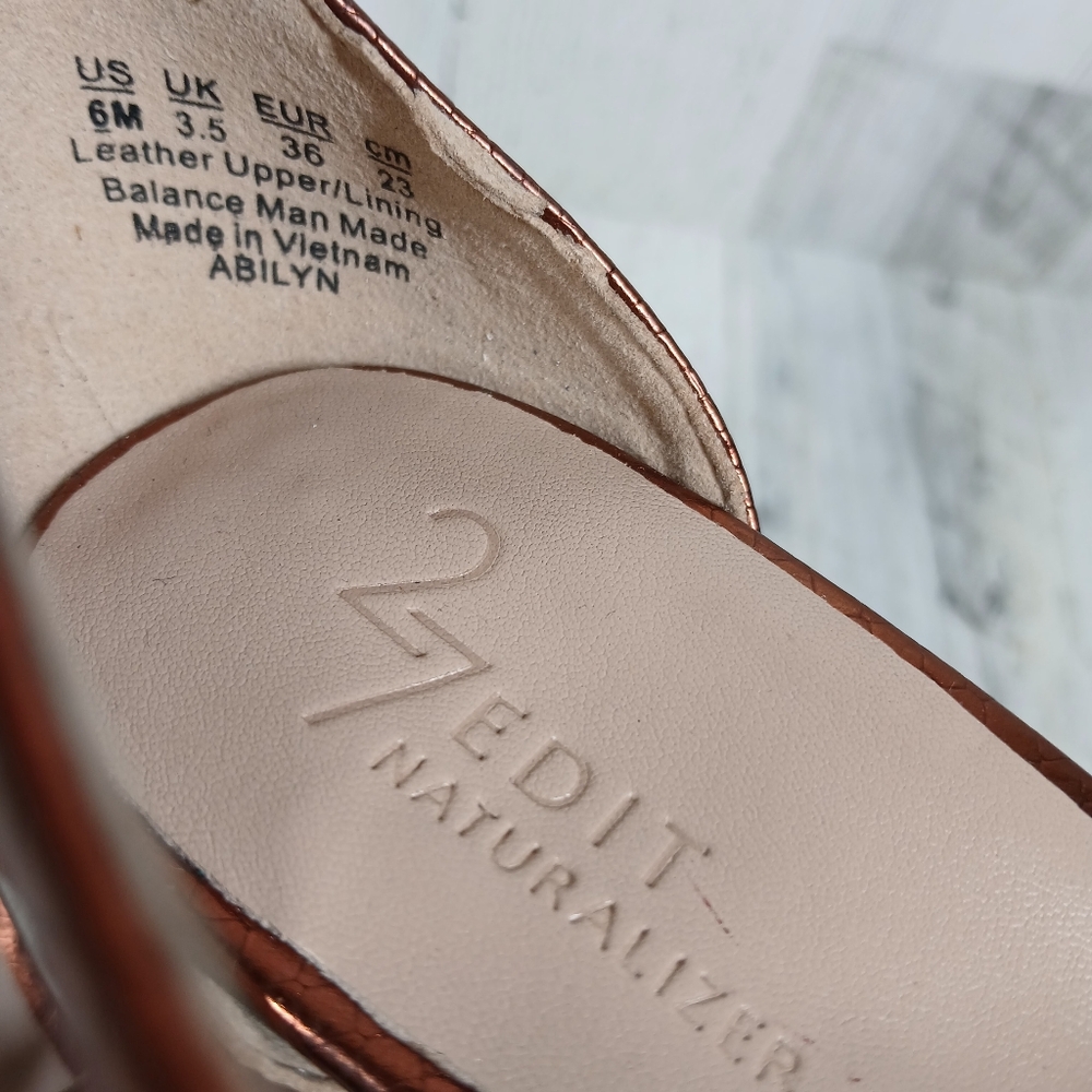 NEW Naturalizer 27 Edit Abilyn Brown Snake Pointy Toe Ankle Strap Heels #1523 - Picture 11 of 12
